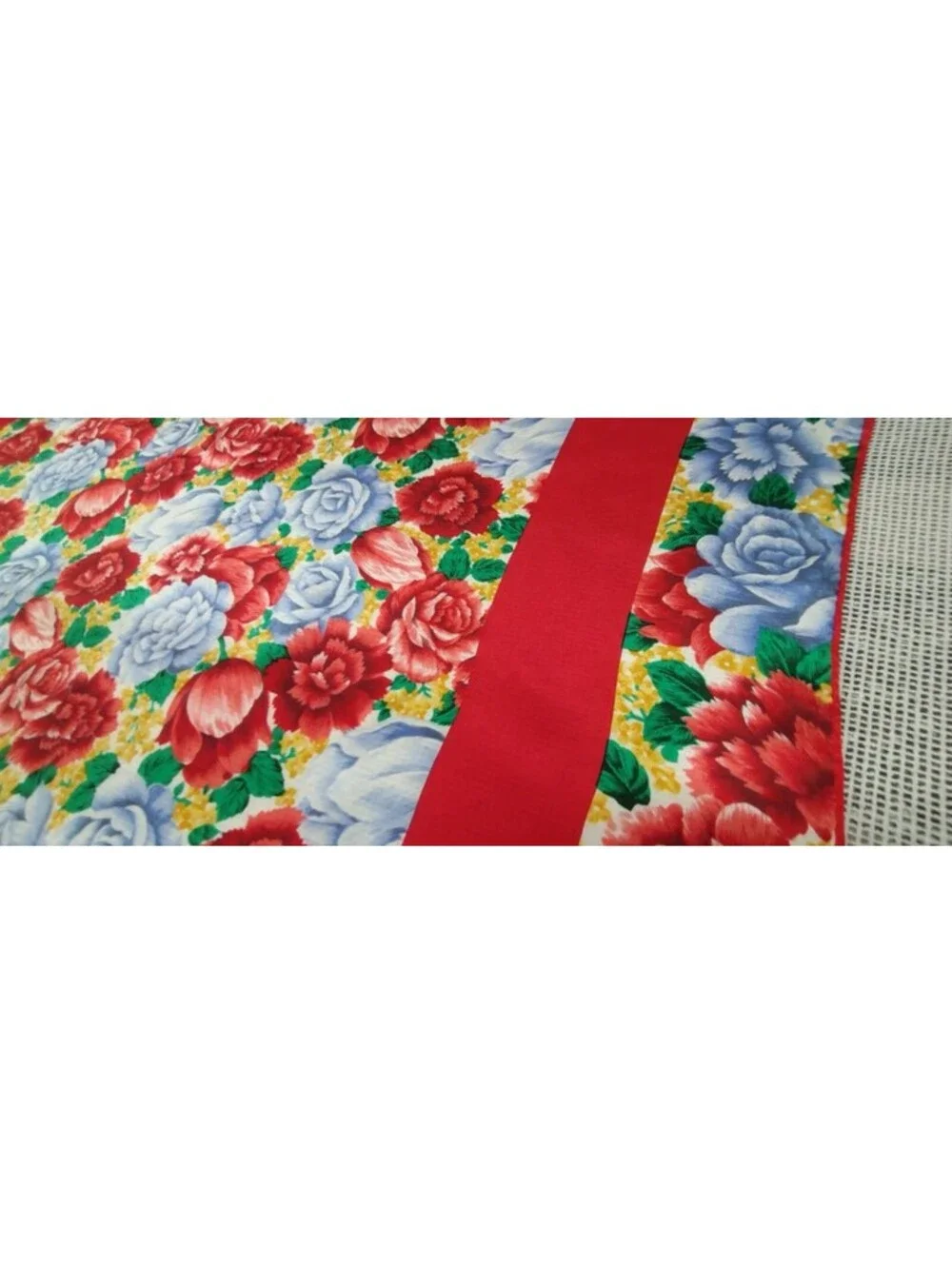 Vintage 100% Pure Silk Scarf Roses Periwinkle Red Tulips Florals Chinese Silk